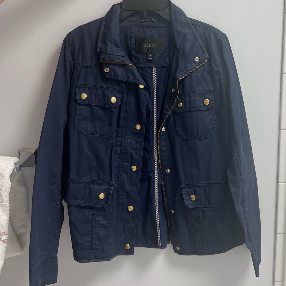 J Crew Navy Wax Jacket